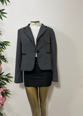 Zara Koton Gri Blazer Ceket