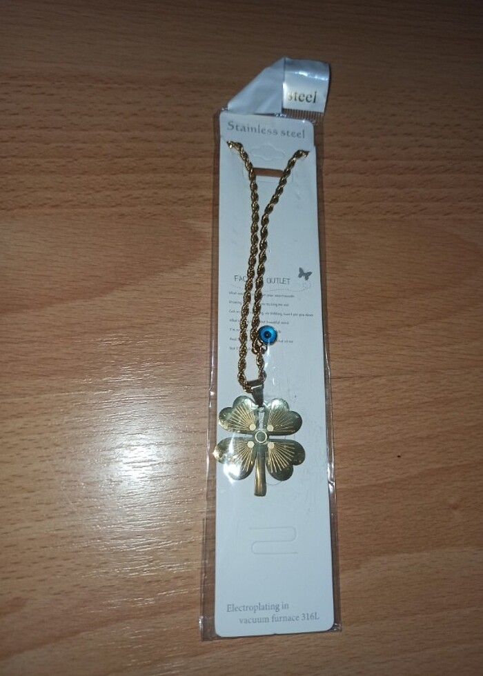 Çelik Yoncalı kolye - Görsel 3