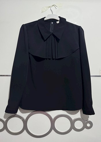 Kadın Siyah Pilili Uzun Kollu Gömlek - Görsel 2