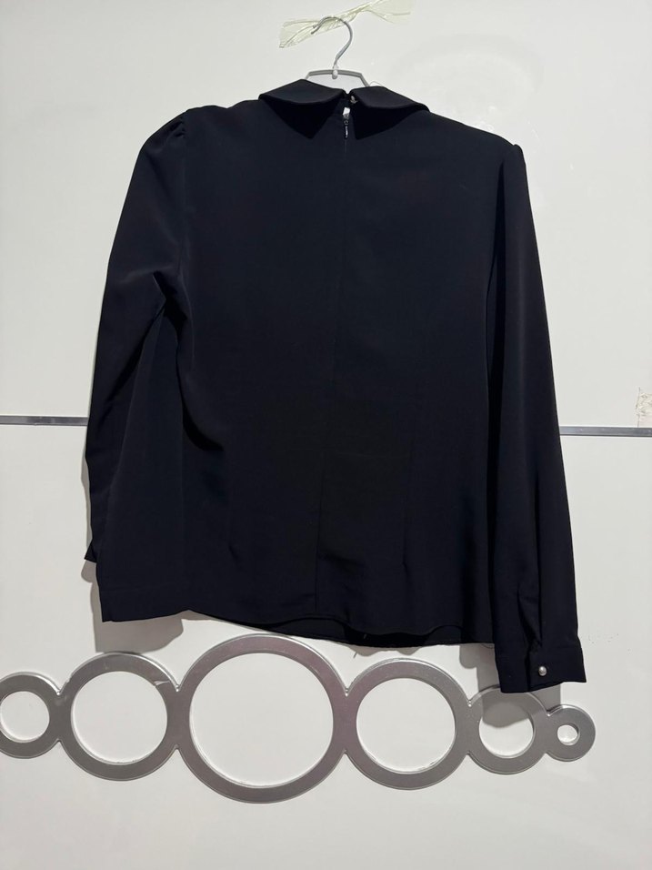 Kadın Siyah Pilili Uzun Kollu Gömlek - Görsel 3