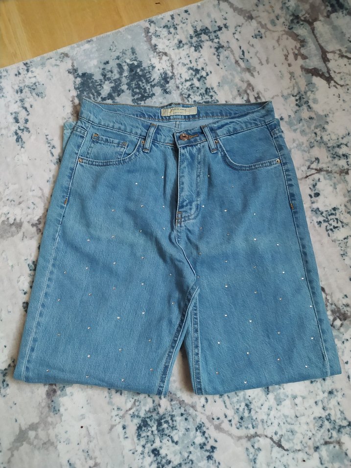 Mavi  Taşlı Kadın Kot Pantolon - Görsel 2