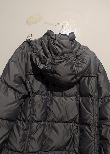 Gri Düğmeli Kadın Kışlık Mont - Görsel 5