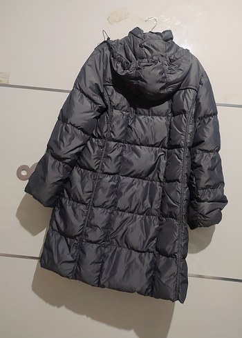 Gri Düğmeli Kadın Kışlık Mont - Görsel 3