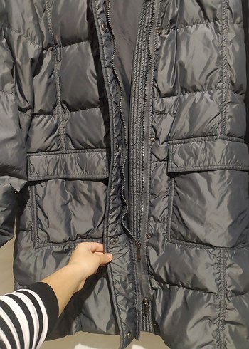 Gri Düğmeli Kadın Kışlık Mont - Görsel 8