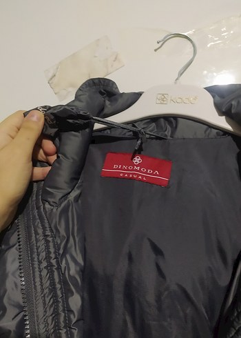 Gri Düğmeli Kadın Kışlık Mont - Görsel 9