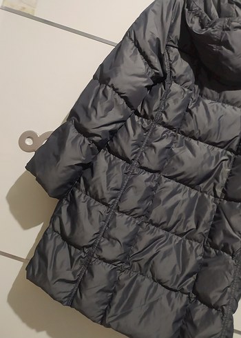 Gri Düğmeli Kadın Kışlık Mont - Görsel 4