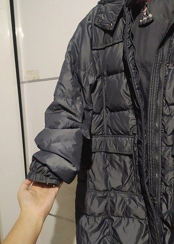 Gri Düğmeli Kadın Kışlık Mont - Görsel 7