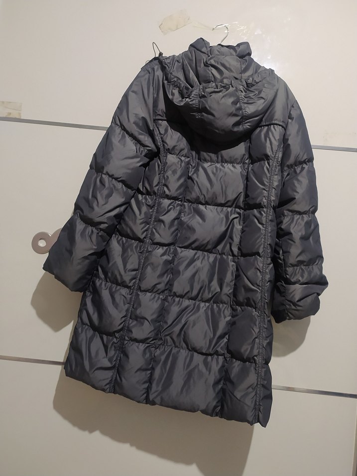 Gri Düğmeli Kadın Kışlık Mont - Görsel 3