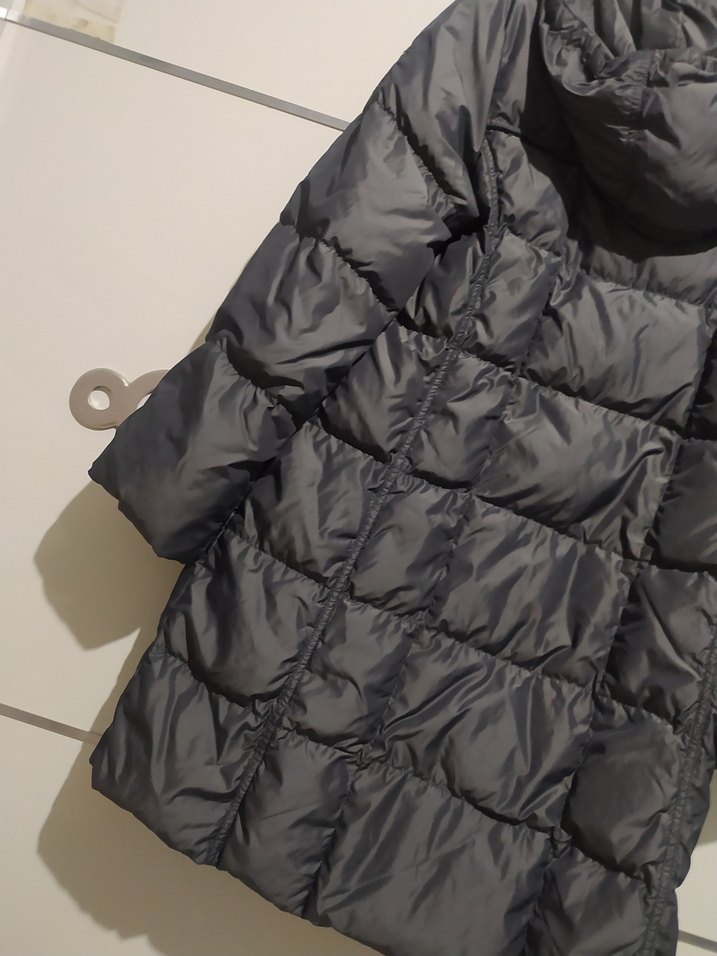 Gri Düğmeli Kadın Kışlık Mont - Görsel 4