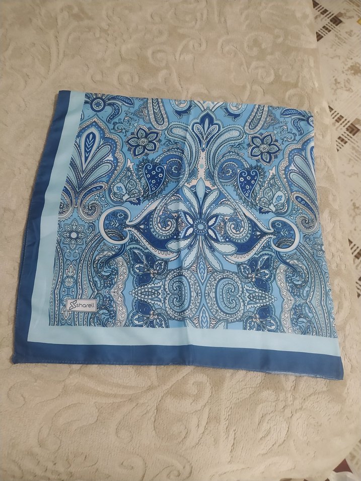 mavi renkli kadın eşarp - Görsel 2