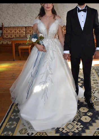 Beyaz Straplez A Kesim Gelinlik - Görsel 3