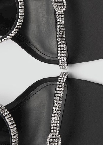 Siyah Gri taşlı Tokalı Topuklu Sandalet - Görsel 4