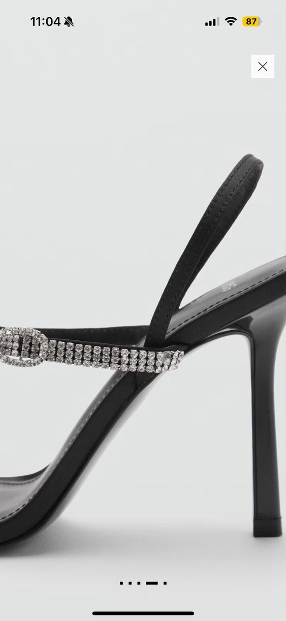 Siyah Gri taşlı  Tokalı Topuklu Sandalet - Görsel 3