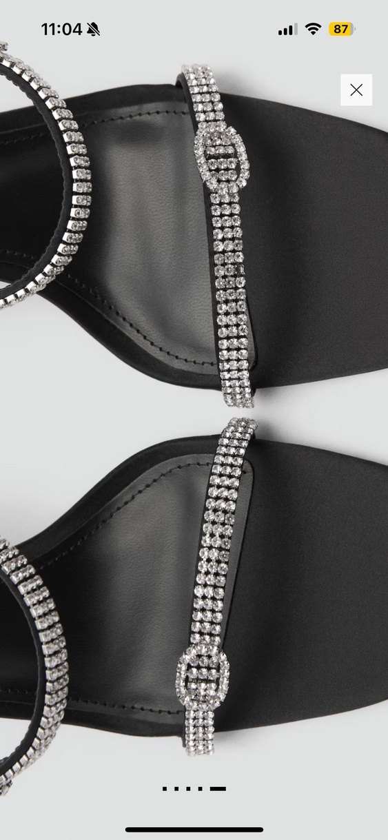 Siyah Gri taşlı  Tokalı Topuklu Sandalet - Görsel 4