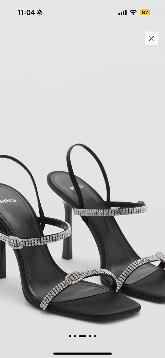 Siyah Gri taşlı  Tokalı Topuklu Sandalet - Görsel 2