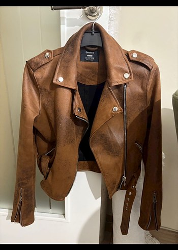 Bershka Kahverengi Süet Kadın Ceket - Görsel 2