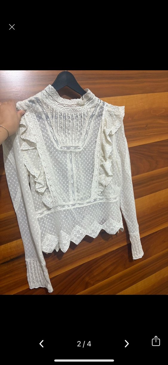 Dantel Detaylı Beyaz Bohem Kadın Bluz - Görsel 2