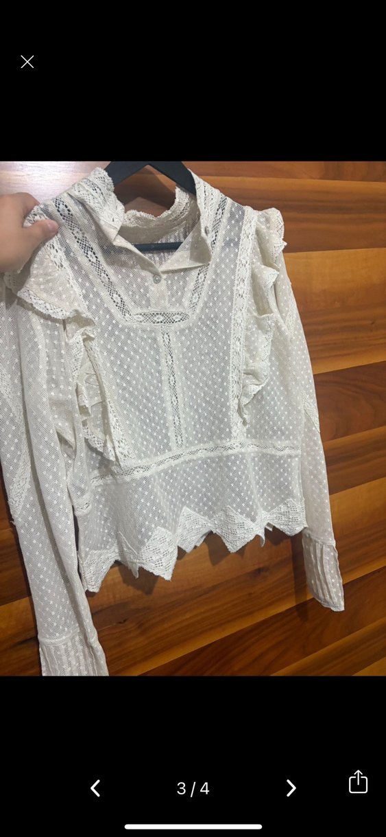 Dantel Detaylı Beyaz Bohem Kadın Bluz - Görsel 3