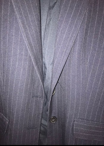 Kadın lacivert çizgili Regular Fit Ceket - Görsel 2