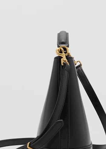 Klasik Siyah Deri Tokalı Kadın Çanta - Görsel 4