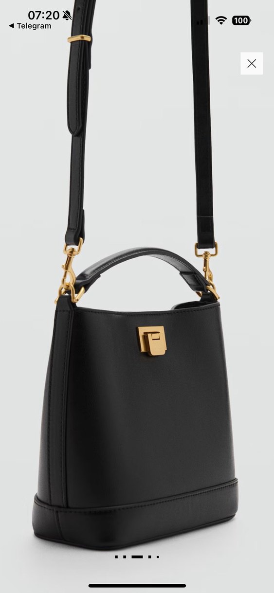 Klasik Siyah Deri Tokalı Kadın Çanta - Görsel 3