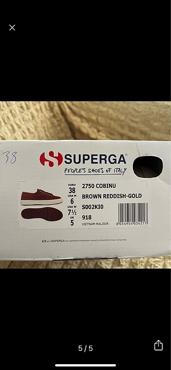38 Beden Superga Cobinu Kiremit Rengi Ayakkabı