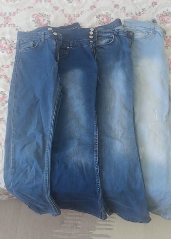 Diğer Düğmeli Mavi Kadın Denim Pantolonlar