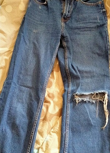Diğer Wide leg yırtık kot pantolon