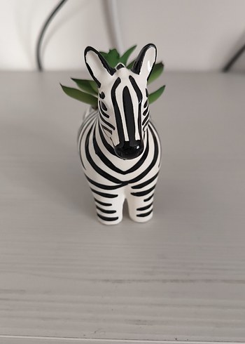 Zebra Desenli Beyaz Seramik Vazo - Görsel 4