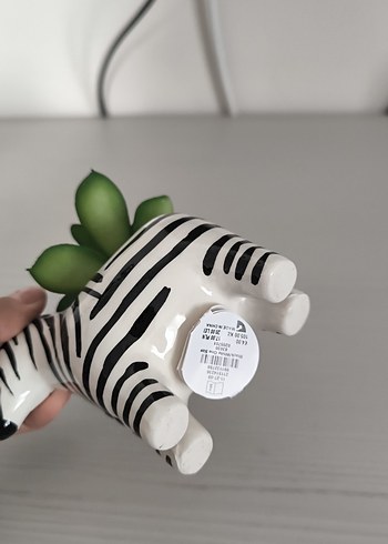 Zebra Desenli Beyaz Seramik Vazo - Görsel 2