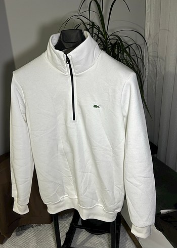 LACOSTE Beyaz Yarım Fermuarlı Sweatshirt