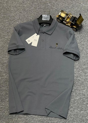 AMI Gri Polo Yaka T-shirt