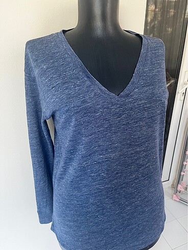 Massimo Dutti Massımo dutti v yaka keten bluz triko