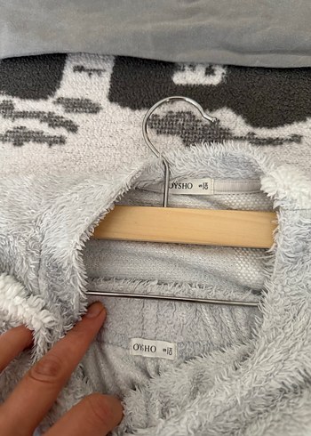 s Beden gri Renk Gri Yıldızlı Uzun Kollu Pijama Takımı