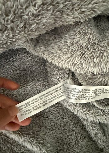Oysho Gri Kapüşonlu Kadın polar panço