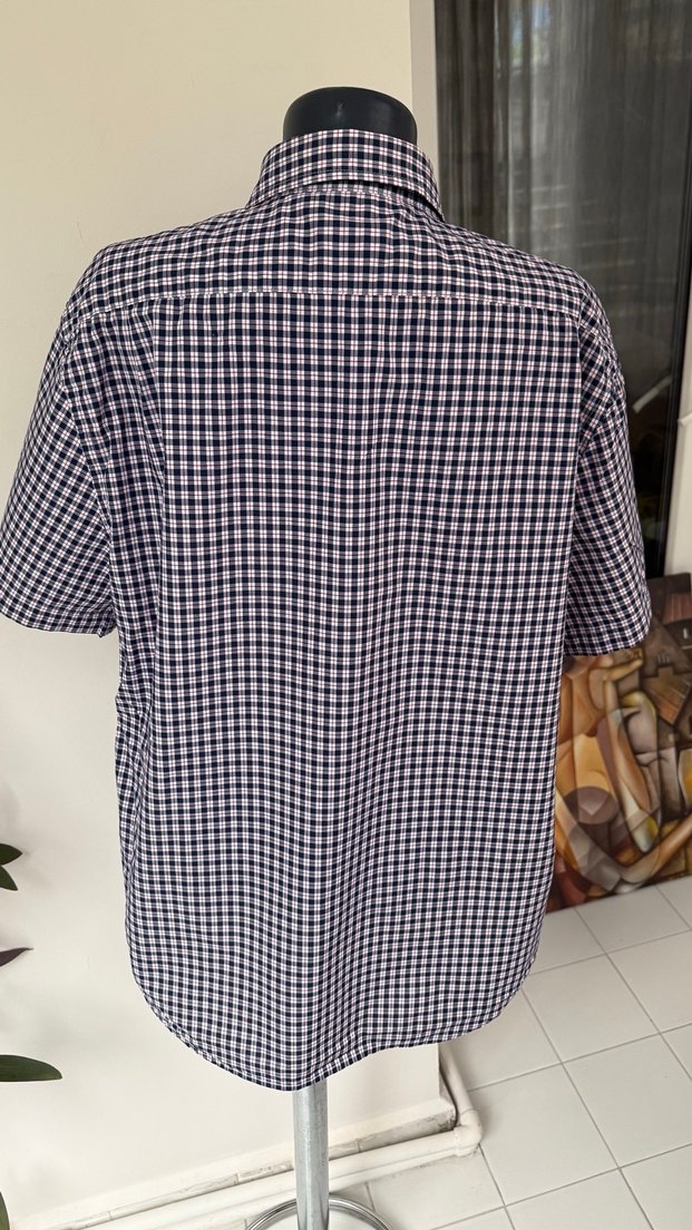 Lacivert Kareli Kısa Kollu Erkek Gömlek - Görsel 3