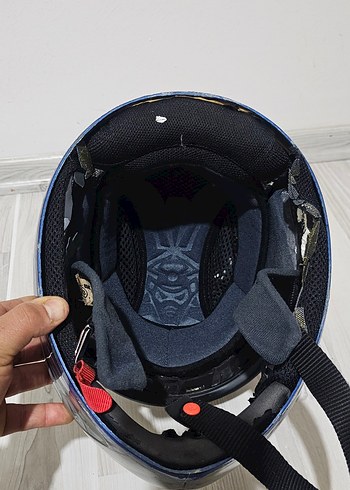Mavi Baskılı Seramik Motosiklet Kaskı - Görsel 5