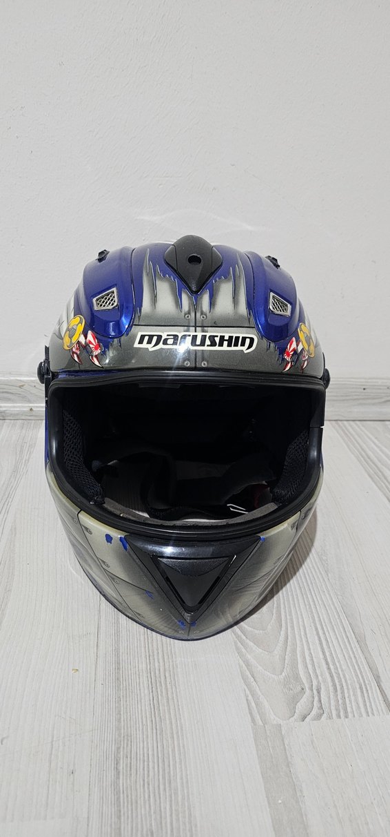 Mavi Baskılı Seramik Motosiklet Kaskı - Görsel 4