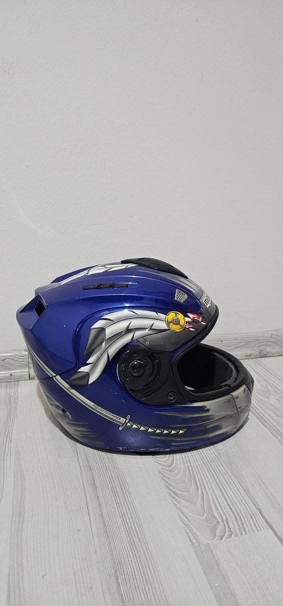 Mavi Baskılı Seramik Motosiklet Kaskı - Görsel 2