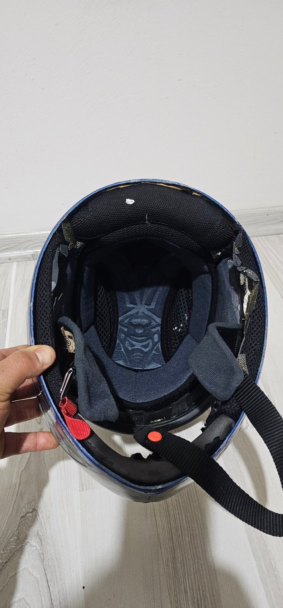 Mavi Baskılı Seramik Motosiklet Kaskı - Görsel 5