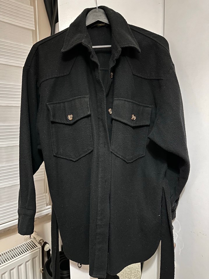 kuşaklı gömlek ceket - Görsel 2