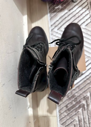 Kahverengi Deri Tokalı Biker Kadın Botları - Görsel 4