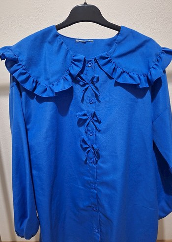 Fırfırlı Mavi Gömlek - Görsel 2