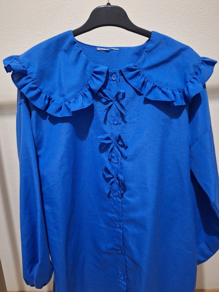 Fırfırlı Mavi Gömlek - Görsel 2