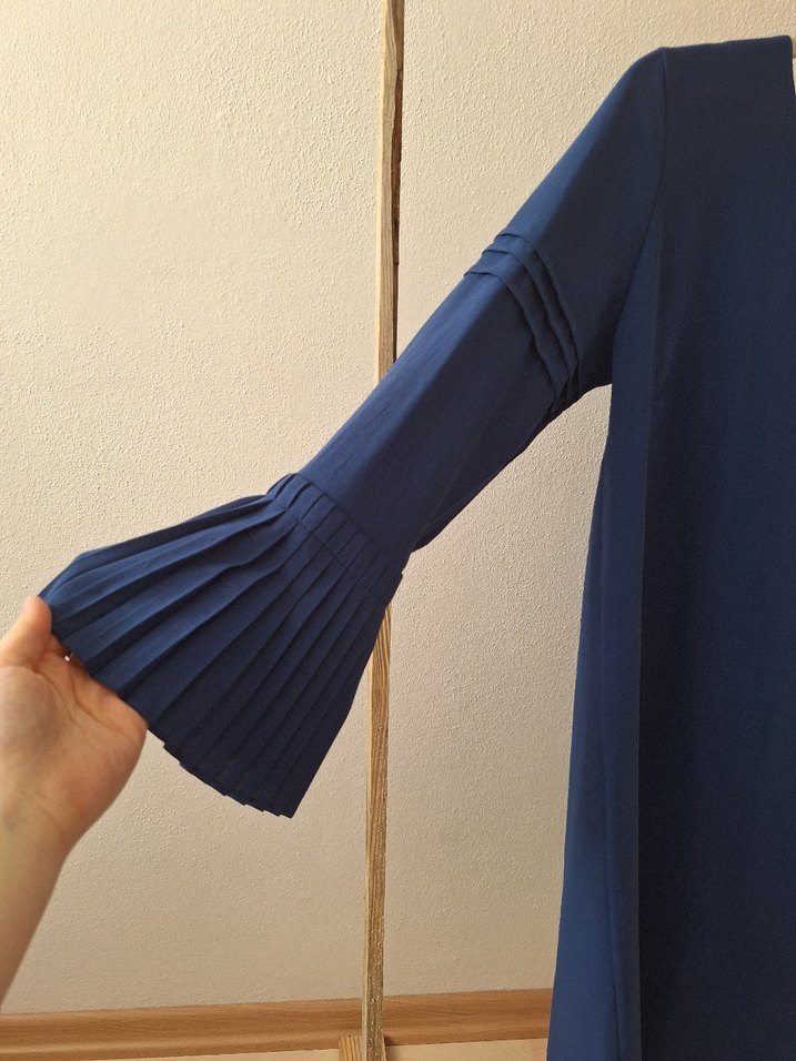 Diger Lacivert Piliseli Uzun Kollu Tunik - Görsel 4