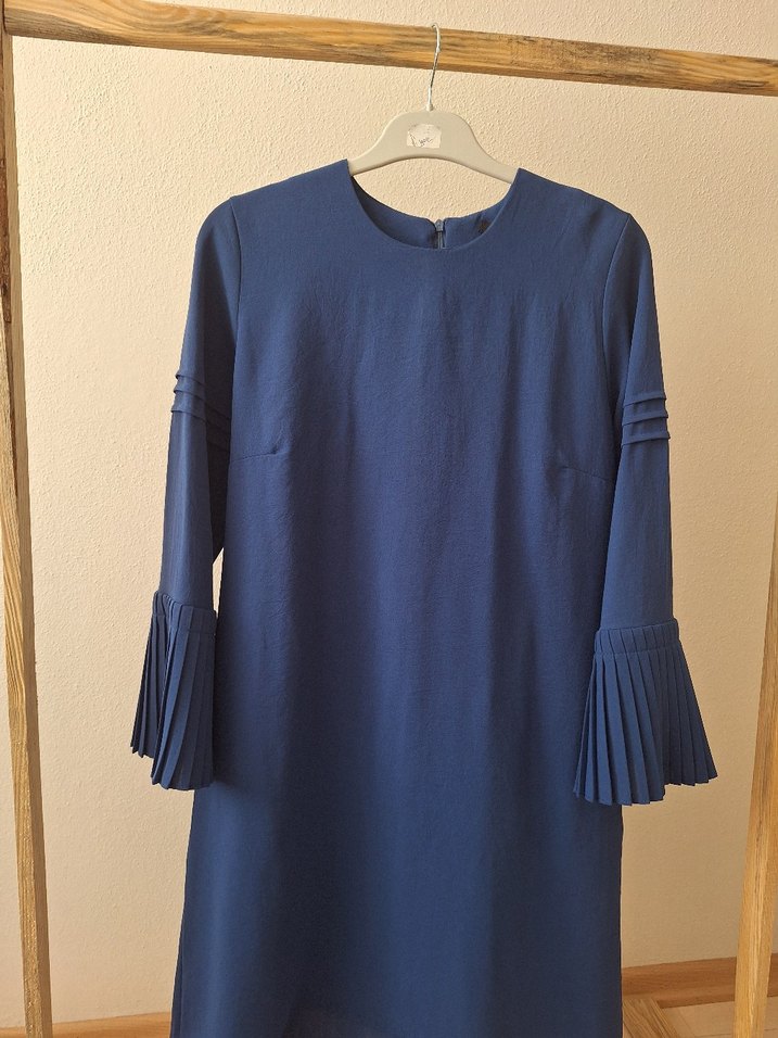 Diger Lacivert Piliseli Uzun Kollu Tunik - Görsel 2