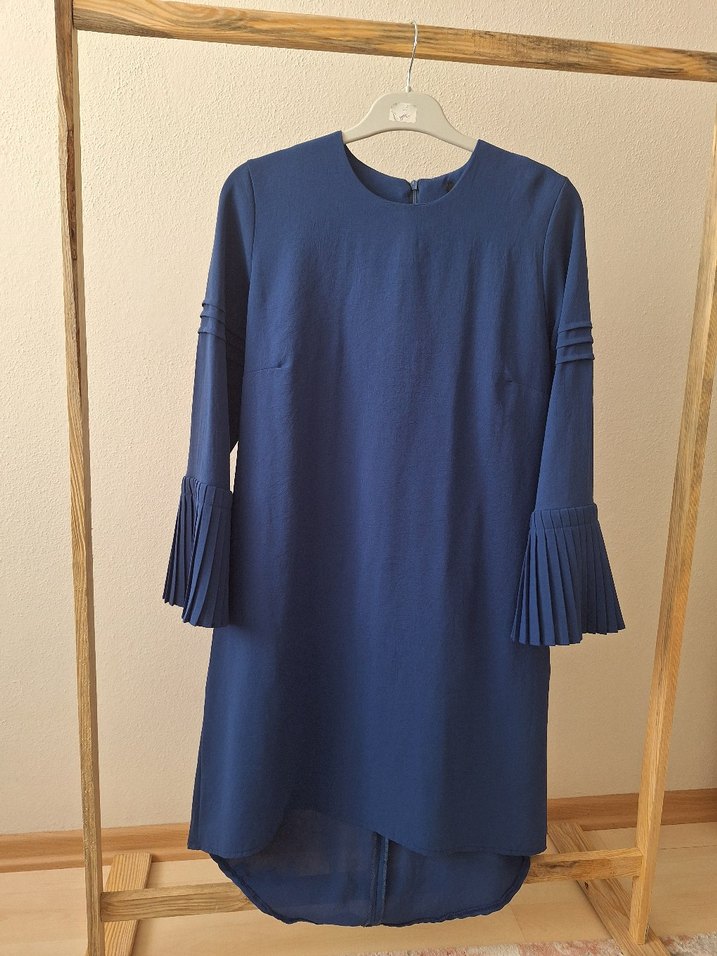 Diger Lacivert Piliseli Uzun Kollu Tunik - Görsel 3