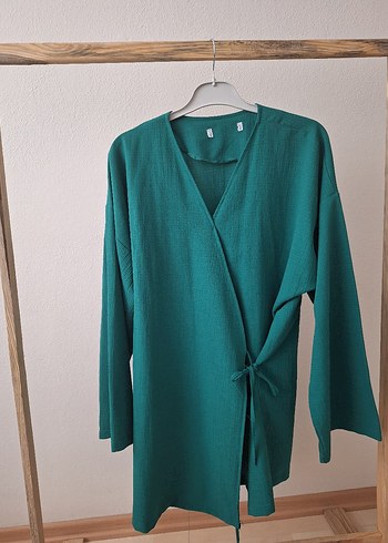 Diğer Diger Yeşil Uzun Keten Kimono
