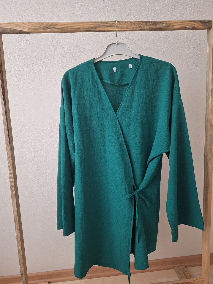 Diger Yeşil Uzun Keten Kimono - Görsel 2