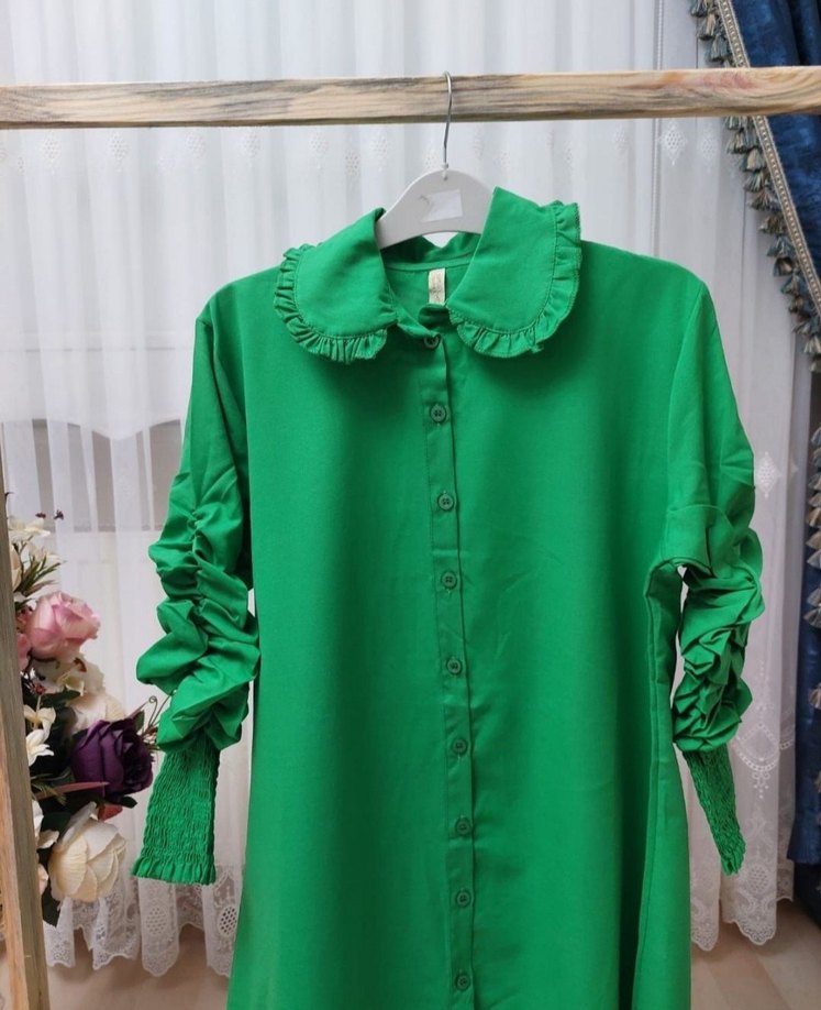 Büzgülü kol tunik - Görsel 3